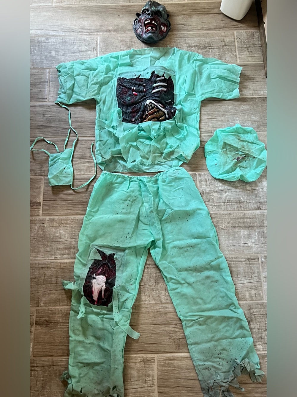 Kids Green Monster Hospital Costume Set